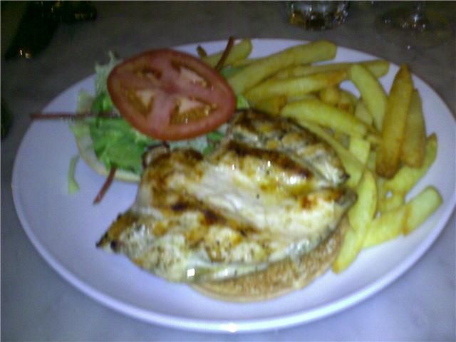 Chicken burger at Black & Blue