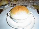Cream of lobster soup with puff pastry and a sprinkling of P
